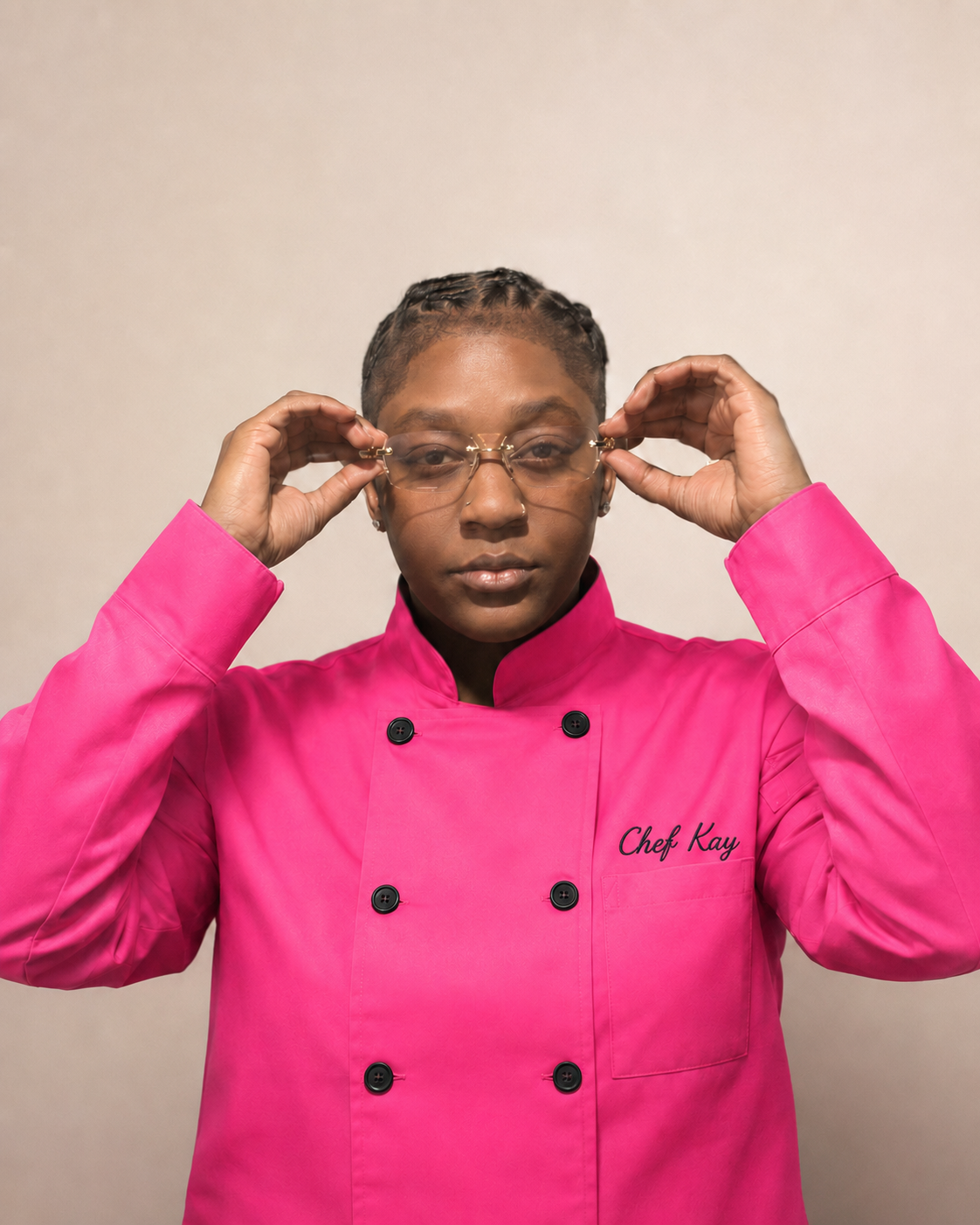 Chef Kay plating an elevated Southern dish